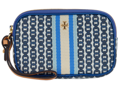 Tory Burch Gemini Link Wallet, Canvas, Blue, 10008691, DB, 3*
